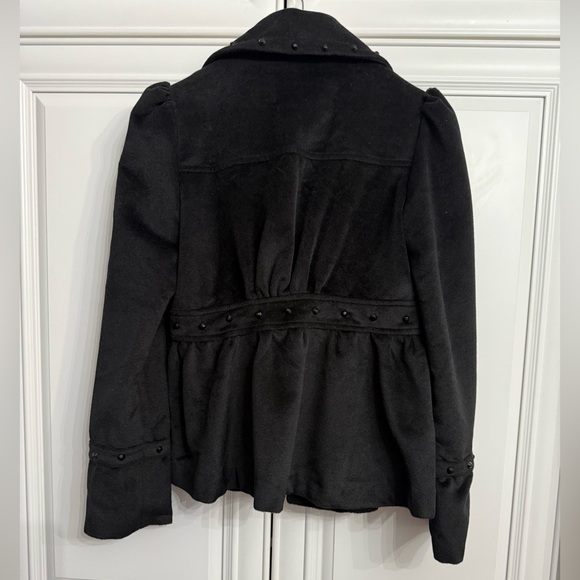 NWT Sz Large Black Lightweight Peacoat-Style Jacket w/Peplum Waist Stud Detail - Picture 8 of 14